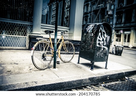 New York City street scene - soho area -bike