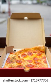 New York City Style Italian Pepperoni Pizza Slices In Take Away Box