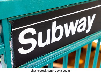 New York City Subway Sign Entrance In New York City, NY, USA