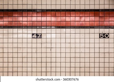 New York City Subway Tiled Wall In Midtown Manhattan 