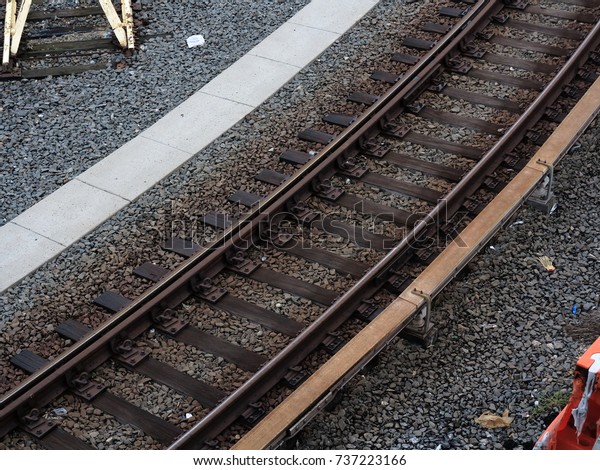 New York City\
Subway Tracks - Curved track in the Corona Yard near  the National\
Tennis Center in Queens,\
NYC.