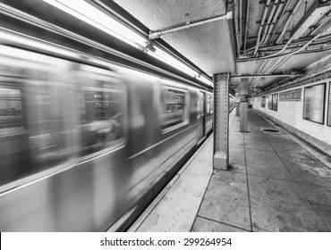 New York City Subway Train Speeding Up.