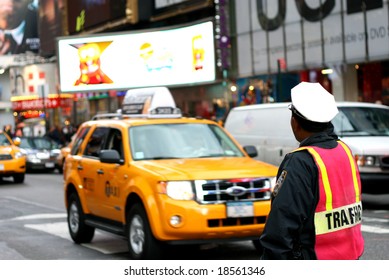 New York City Traffic Cop Directing Traffic