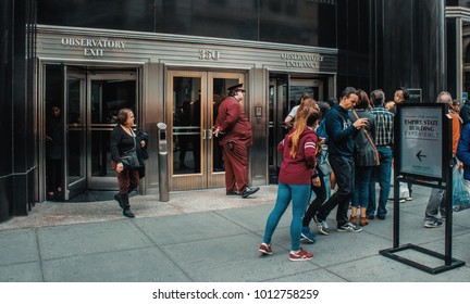 New York City / United States - 10 13 2017: Empire State Building Entrance