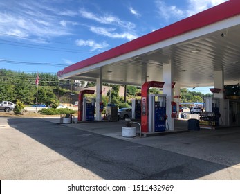 New York City, United States Of America - September 19th 2019: Checking The Prices For Petrol At A Gas Station After The Drone Attacks In Saudi Arabia.