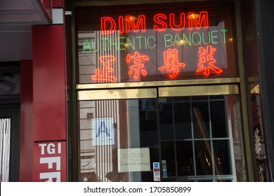 New York City, United States - April 15th, 2020: Chinese Dim Sum Restaurant Closed - Covid-19 Pandemic 