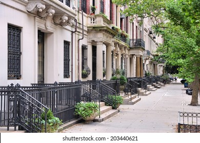 New York City, United States - old townhouses in Upper West Side neighborhood in Manhattan. - Shutterstock ID 203440621