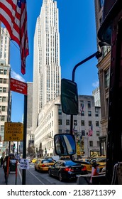 New York City, New York, United States 22 Mar 2013: Rockefeller Center, New York City With Delivery Vehicle In The Forefront