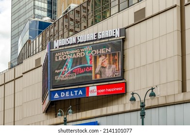 New York City, New York, United States 27 Mar 2013: Madison Square Garden Advertisement Television Screen At The Building, NYC