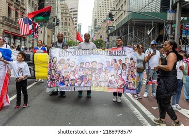 NEW YORK CITY, UNITED STATES - Jun 13, 2022: The Large Crowd Celebrating Puerto Rican Day Parade 2022 On The Streets Of New York City, USA