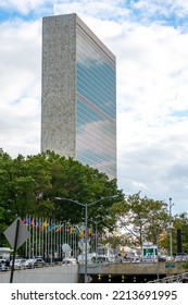 New York City, United States - September 20, 2022. The UN Building Surrounded By Police On The Day Of The Meeting Of The Security Council