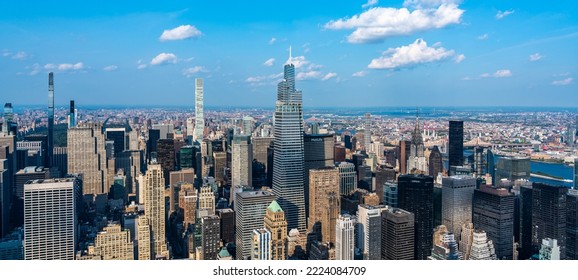 New York City, United States - September 18, 2022. Panoramic aerial view of downtown New York on Manhattan Island - Shutterstock ID 2224084709