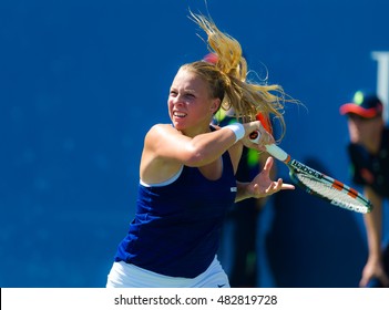 NEW YORK CITY, UNITED STATES - AUGUST 30 : Anett Kontaveit In Action At The 2016 US Open Grand Slam Tennis Tournament