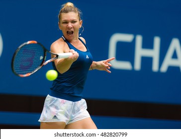 NEW YORK CITY, UNITED STATES - SEPTEMBER 3 : Simona Halep In Action At The 2016 US Open Grand Slam Tennis Tournament