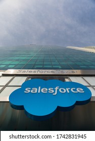 New York City, USA - 28 Dec 2019: Company Logo Sign of Salesforce at the Salesforce Tower in Manhattan