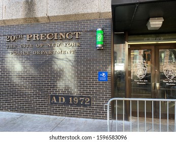 New York City, USA - April 29, 2019: 20th Precinct – it serves an area that contains the Lincoln Center for the Performing Arts, the American Museum of Natural History, the New York Historical Society