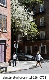 New York City, USA - April 13, 2021: West Village Street View, New York City, USA