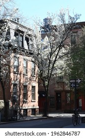 New York City, USA - April 13, 2021: West Village Street View, New York City, USA