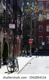 New York City, USA - April 13, 2021: West Village Street View, New York City, USA