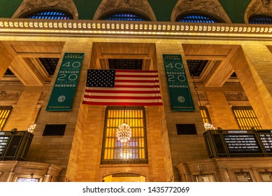 New York City, USA - August 1, 2018: Interior Of The Grand Central Terminal, Commuter Rail Terminal, Located In Midtown Manhattan, New York City, USA