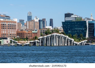 New York City, USA - August 20, 2022: Little Island - Floating Park In New York City, USA. Little Island Is A Public Park And A Performance Space With Its Mushroom Shaped Concrete Columns.  