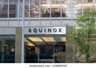 New York City, USA - August 17, 2022: Close Up Of Equinox Logo On The Building At One Of Their Gyms In New York City, USA. Equinox Group Is An American Luxury Fitness Company. 