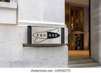 New York City, USA - August 17, 2022: Close Up Of Equinox Logo On The Building At One Of Their Gyms In New York City, USA. Equinox Group Is An American Luxury Fitness Company. 