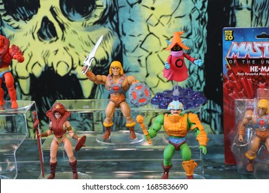 New York City, New York USA - February 24, 2020: Toy Fair New York Mattel He-Man And Masters Of The Universe Toys On Display