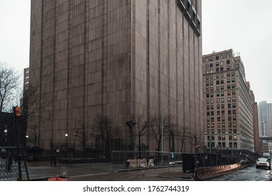 New York City, USA - February 13, 2020: 33 Thomas Street, Formerly The AT&T Long Lines Building, Skyscraper In Civic Center, Lower Manhattan