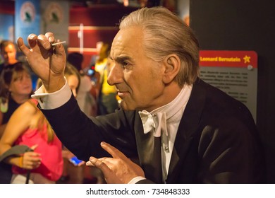 NEW YORK CITY, USA – JULE 13, 2013: Leonard Bernstein wax figure at Madame Tussauds wax museum in Times Square in New York.
