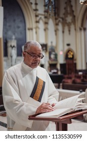 NEW YORK CITY, USA - July 10, 2018: Catholic Priest