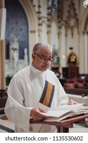 NEW YORK CITY, USA - July 10, 2018: Catholic Priest