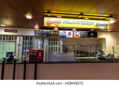 New York City, USA - July 31, 2018: Cafeteria Bar Inside Of The Madison Square Garden (MSG O Garden) In Manhattan, New York City, USA