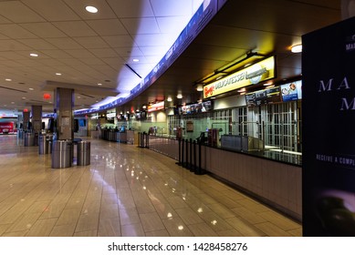 New York City, USA - July 31, 2018: Cafeteria Bar Inside Of The Madison Square Garden (MSG O Garden) In Manhattan, New York City, USA