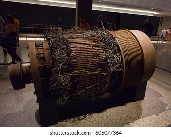 New York City, Usa - July 11, 2015: North Tower Elevator Winch, National September 11 Memorial And Museum National , Manhattan.