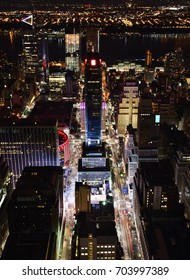 New York City, USA - July 1, 2017: Aerial View Of The West Side Of Midotwn Manhattan, Showing Madison Square Garden And The Hudson River.