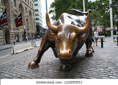 New York City, New York, USA - June 27, 2018: Wall Street Bull