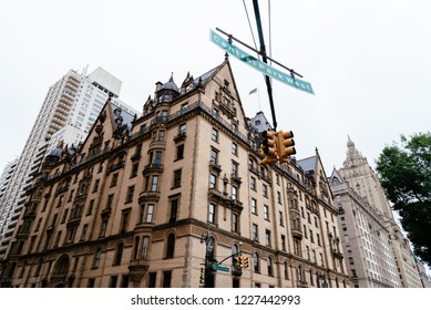 New York City, USA - June 23, 2018: Low angle view of The Dakota building in the Upper West Side of Manhattan. It was the home of John Lennon and other famous people