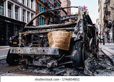 New York City, New York / USA - June 1 2020. Protests and looting in New York. Looting and rioting protests New York City over George Floy death. Police and protesters in Manhattan. Police brutality.