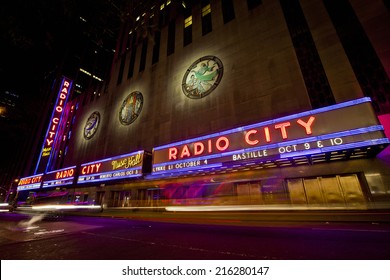 NEW YORK CITY, USA - JUNE 28, 2014: Radio City Music Hall In Rockefeller Center Is Home Of The Rockettes And The Famous Christmas Spectacular.