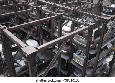 NEW YORK CITY, USA - JUNE 06 2016 - An Automatic Multi-story Automated Car Parking System In New York City, USA