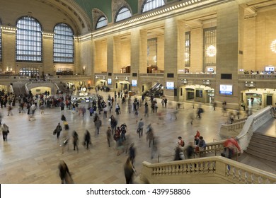 NEW YORK CITY, USA - JUNE 06 2016 - Main Lobby With Stairs At Grand Central Terminal, The Largest Train Station In The World By Number Of Platforms New York City, USA. 