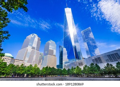 New York City, USA - Manhattan Skyline With One World Trade Center Tower (aka Freedom Tower)