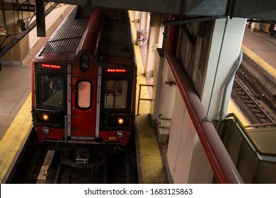 New York City, U.S.A - March 21st, 2020:  Metro North Railroad Train In Grand Central Station.