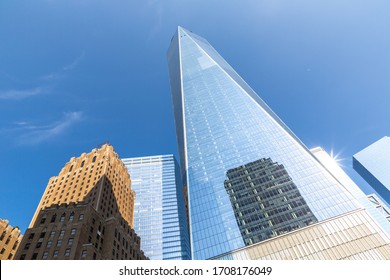 NEW YORK CITY, USA - MARCH 29, 2020: One World Trade Center tower in New York City, NY, USA