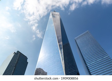 NEW YORK CITY, USA - MARCH 29, 2020: One World Trade Center tower in New York City, NY, USA