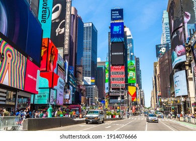 NEW YORK CITY, USA - MARCH 15, 2020: Times Square is a symbol of New York City, USA