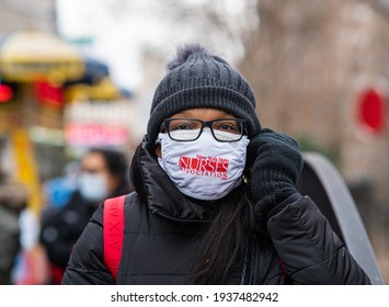 New York City New York USA March 16, 2021 Nurses At Mt. Sinai Hospital Speak Out About The Unsafe Working Conditions At The Hospital. 