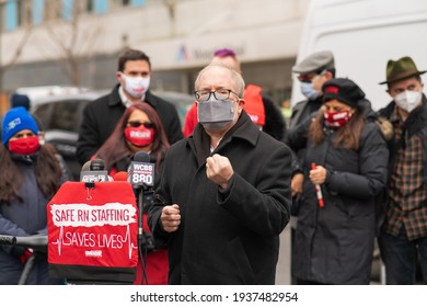 New York City New York USA March 16, 2021 Nurses At Mt. Sinai Hospital Speak Out About The Unsafe Working Conditions At The Hospital. 