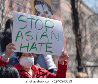 New York City New York USA March 21, 2021 Hundreds rallied to show support for the Asian community and take a stand against hate in light of the recent hate crimes. 